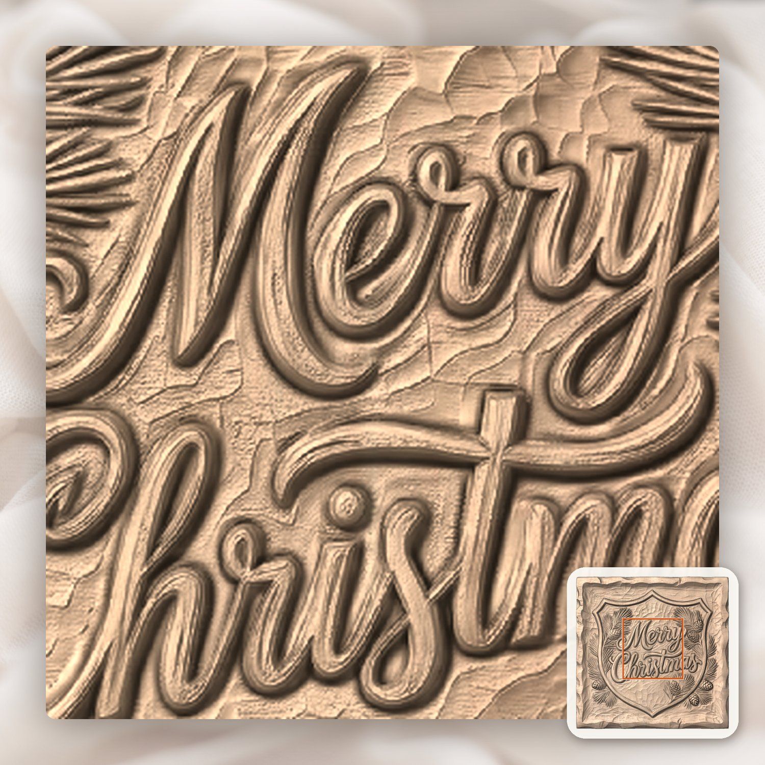 Merry Christmas Shield CNC Relief STL bas-relief STL — view 7
