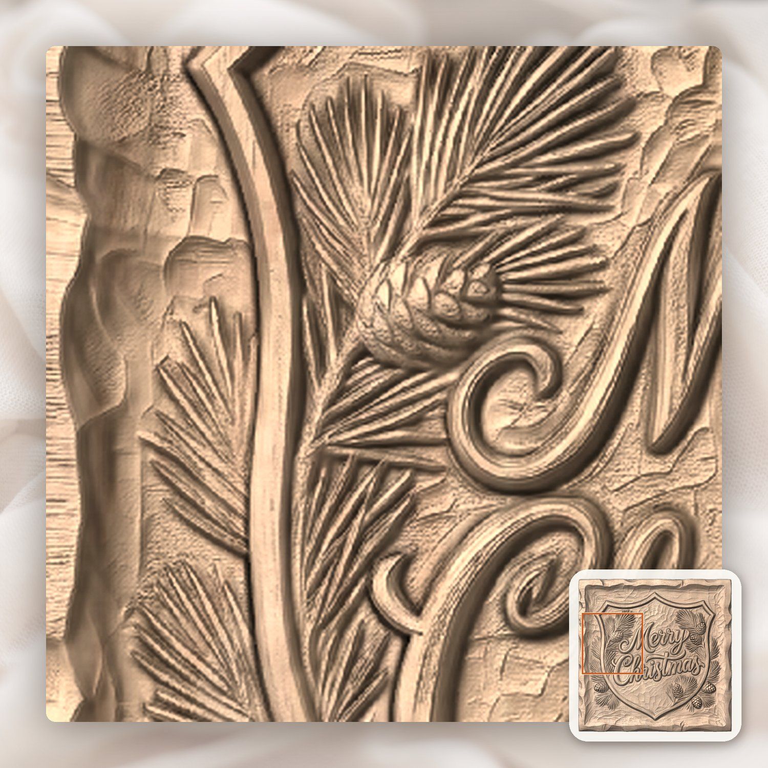 Merry Christmas Shield CNC Relief STL bas-relief STL — view 8