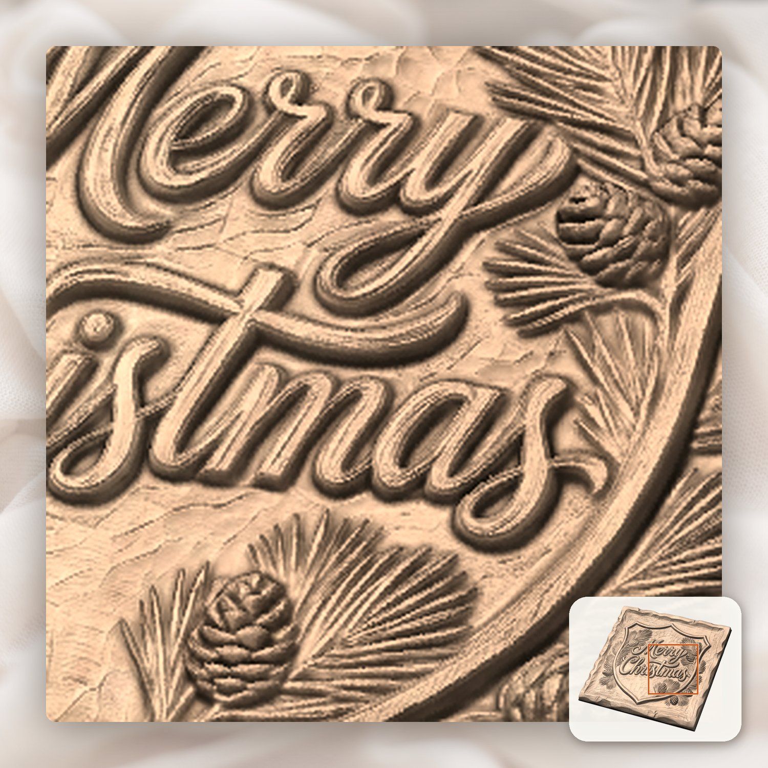 Merry Christmas Shield CNC Relief STL bas-relief STL — view 9