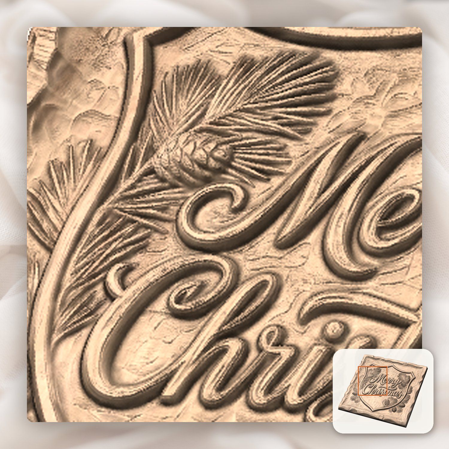 Merry Christmas Shield CNC Relief STL bas-relief STL — view 10