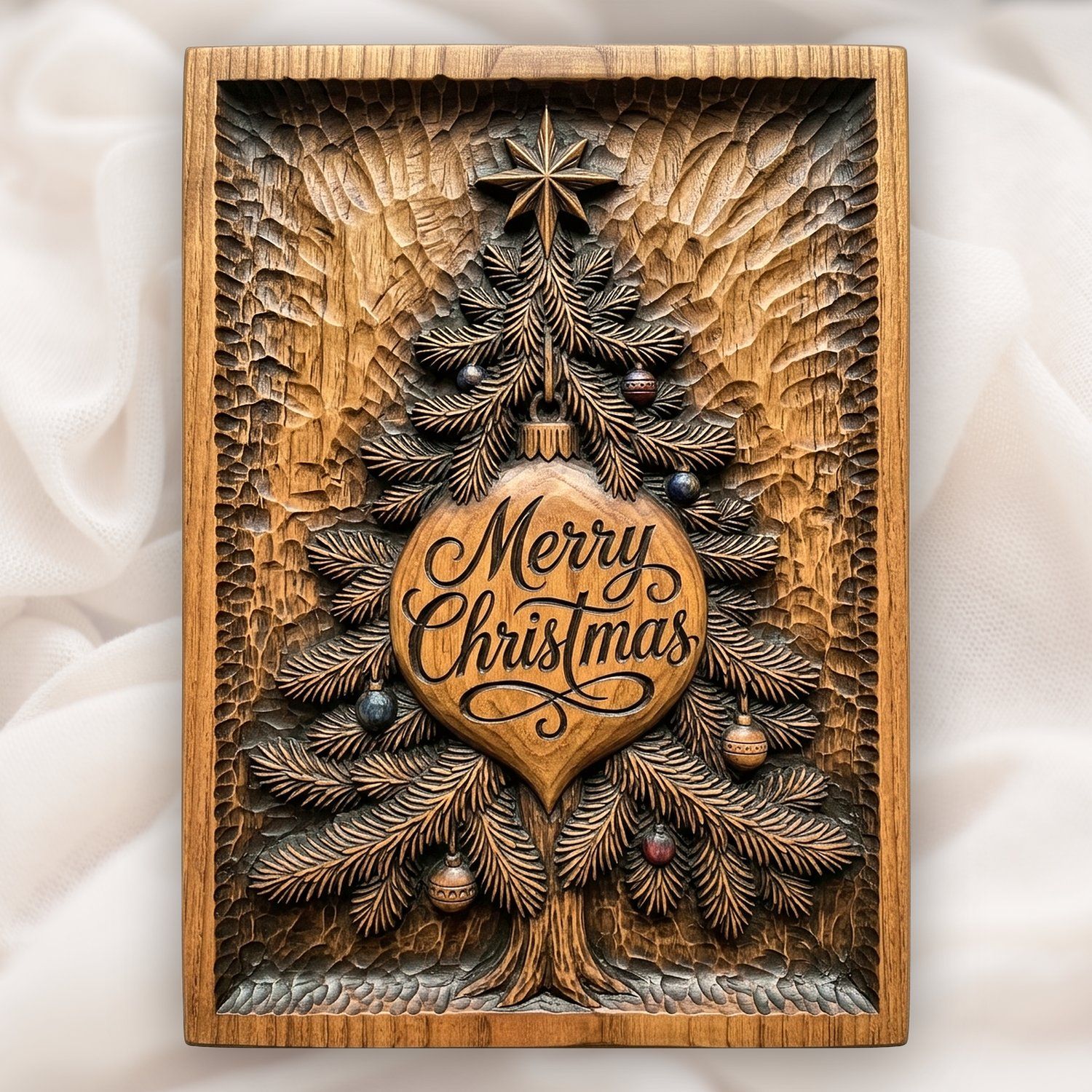 Merry Christmas Tree CNC Relief STL bas-relief STL design