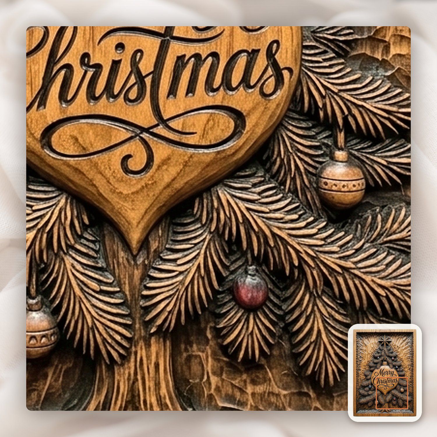 Merry Christmas Tree CNC Relief STL bas-relief STL — view 13