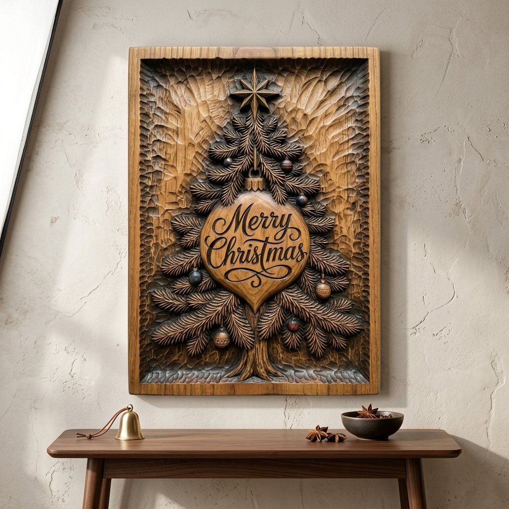 Merry Christmas Tree CNC Relief STL bas-relief STL — view 14