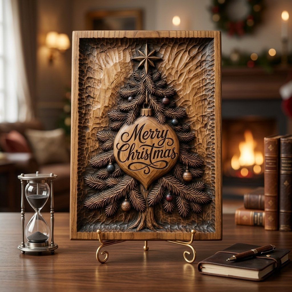 Merry Christmas Tree CNC Relief STL bas-relief STL — view 3