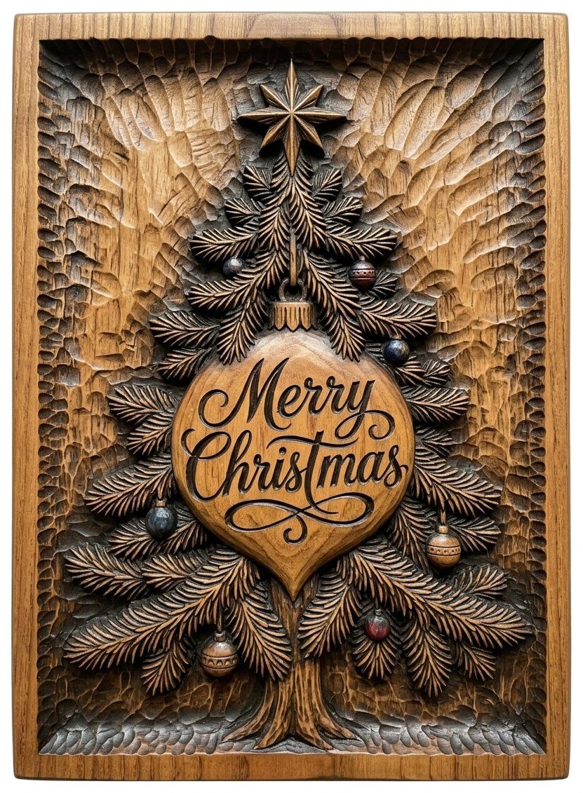 Merry Christmas Tree CNC Relief STL bas-relief STL — view 11