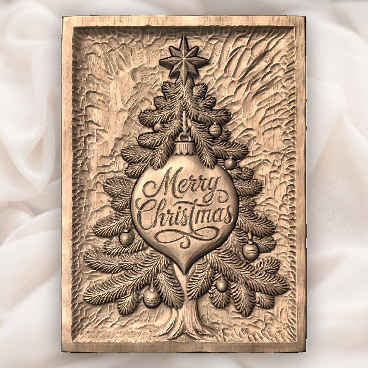 Merry Christmas Tree CNC Relief STL bas-relief STL — view 4