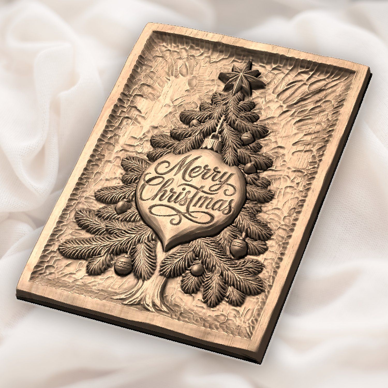 Merry Christmas Tree CNC Relief STL bas-relief STL — view 5
