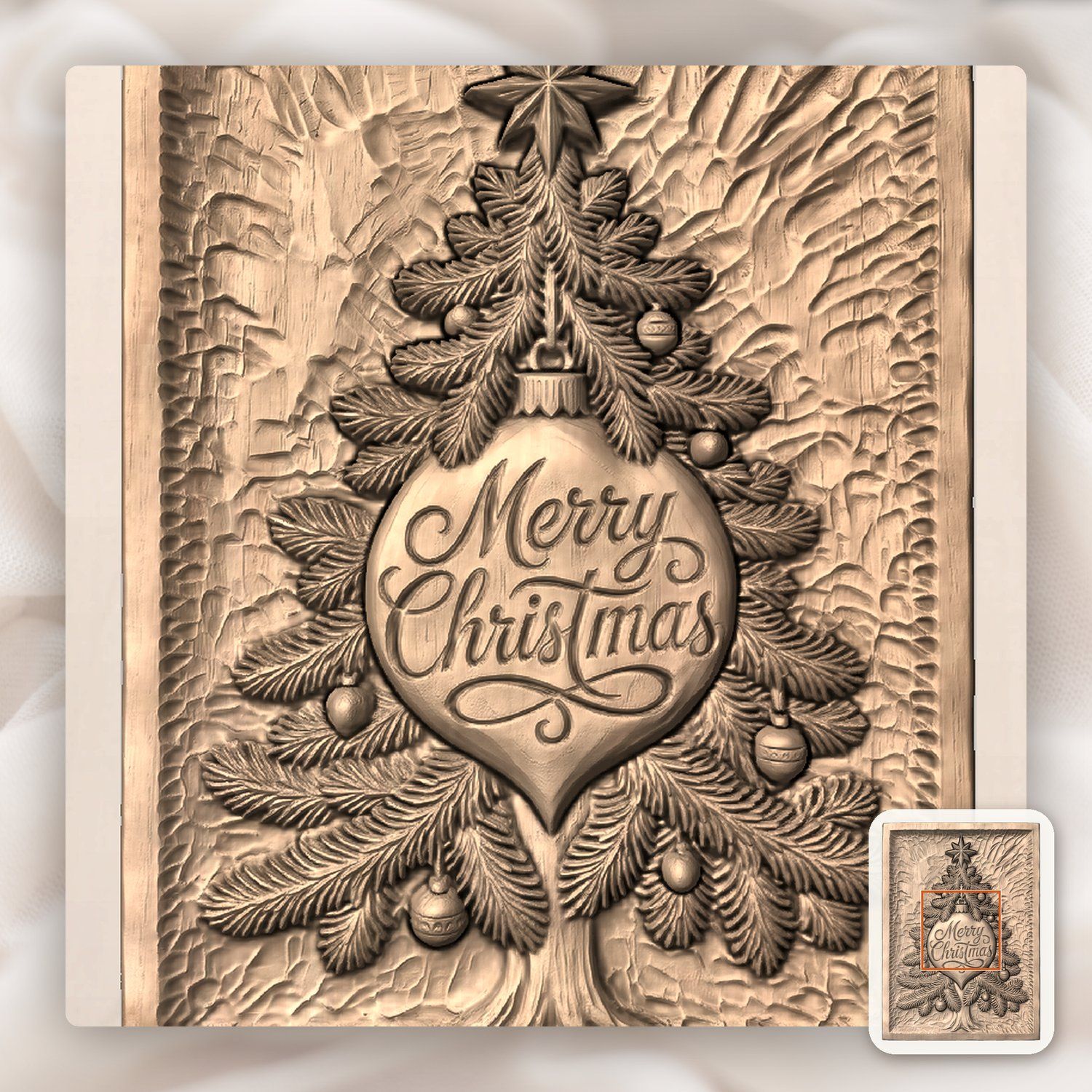 Merry Christmas Tree CNC Relief STL bas-relief STL — view 6