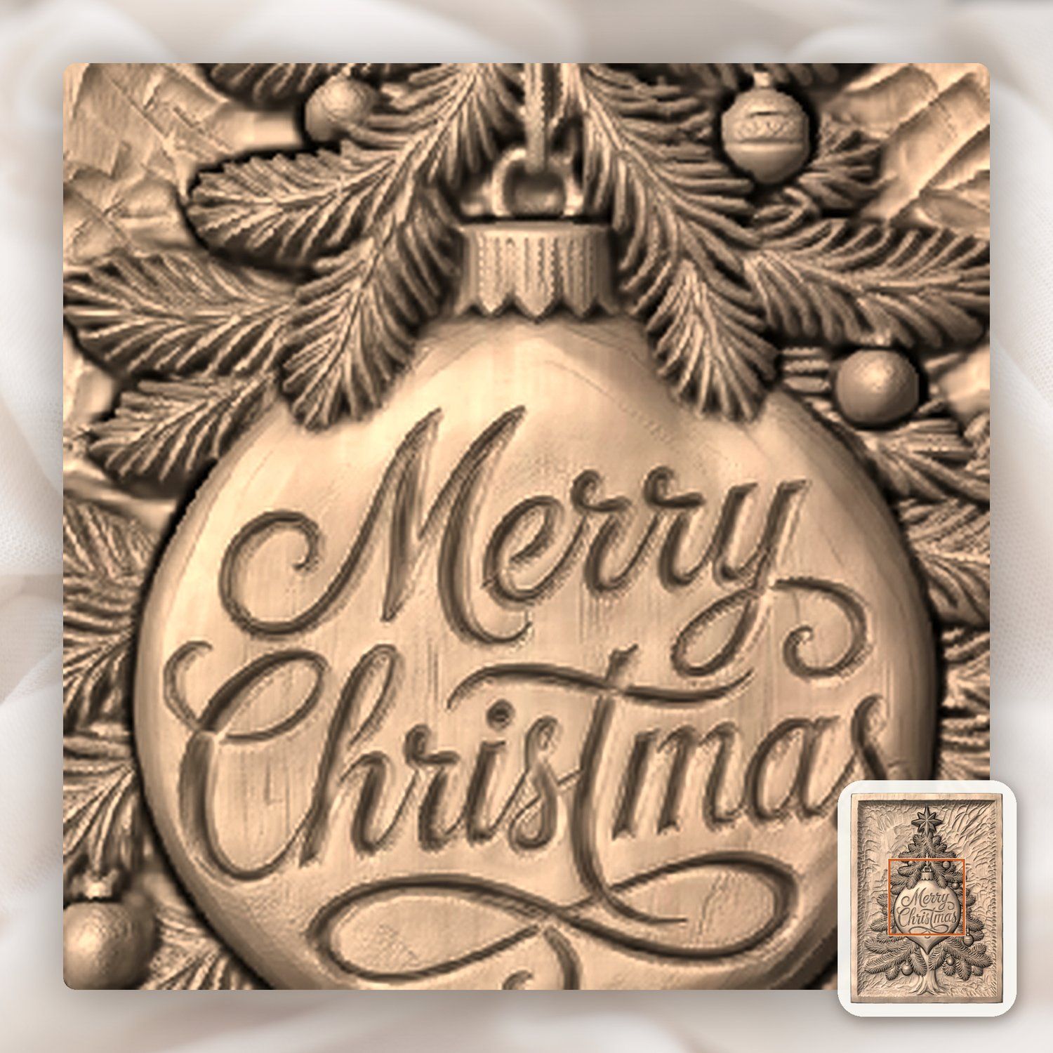 Merry Christmas Tree CNC Relief STL bas-relief STL — view 7