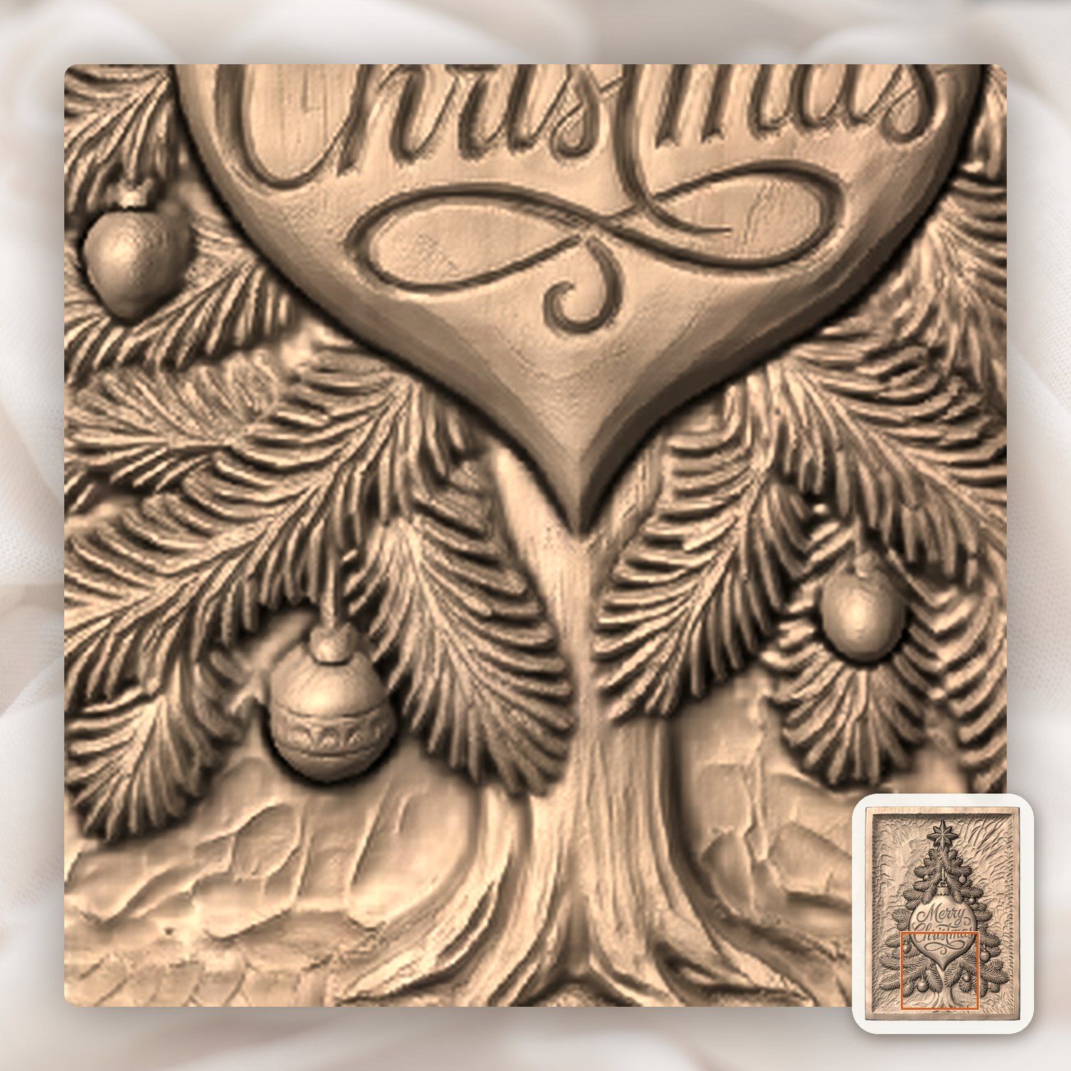 Merry Christmas Tree CNC Relief STL bas-relief STL — view 8