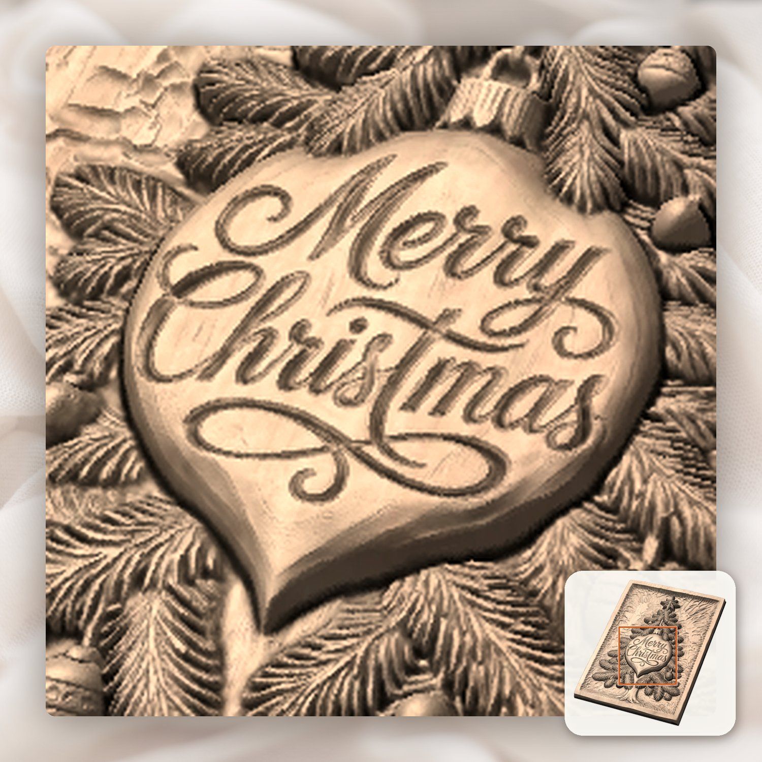 Merry Christmas Tree CNC Relief STL bas-relief STL — view 9