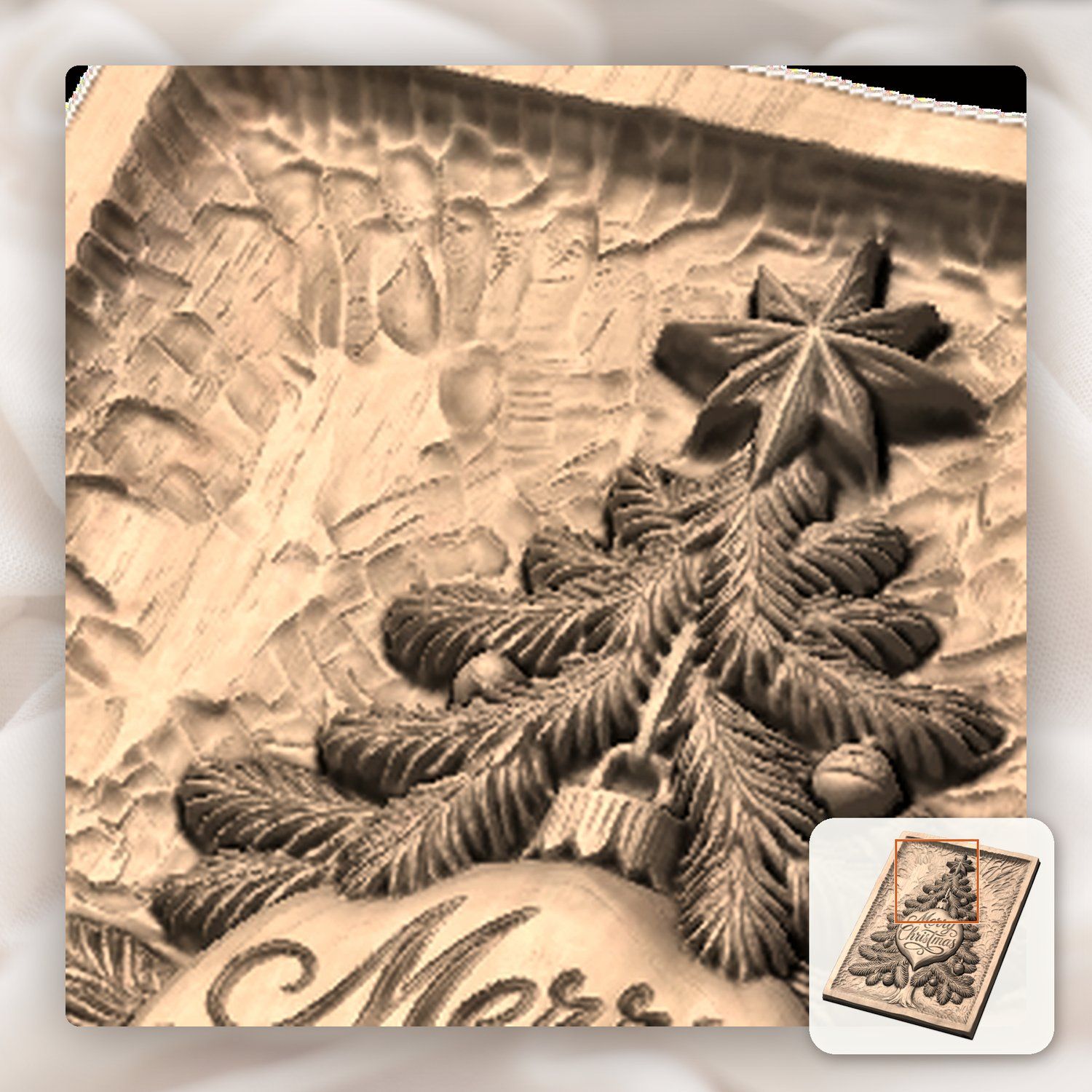 Merry Christmas Tree CNC Relief STL bas-relief STL — view 10