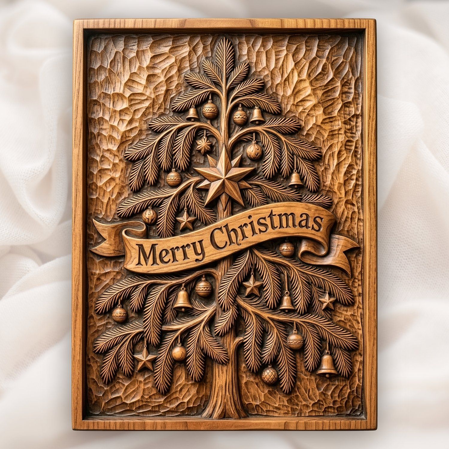 Merry Christmas Tree CNC Relief STL bas-relief STL design