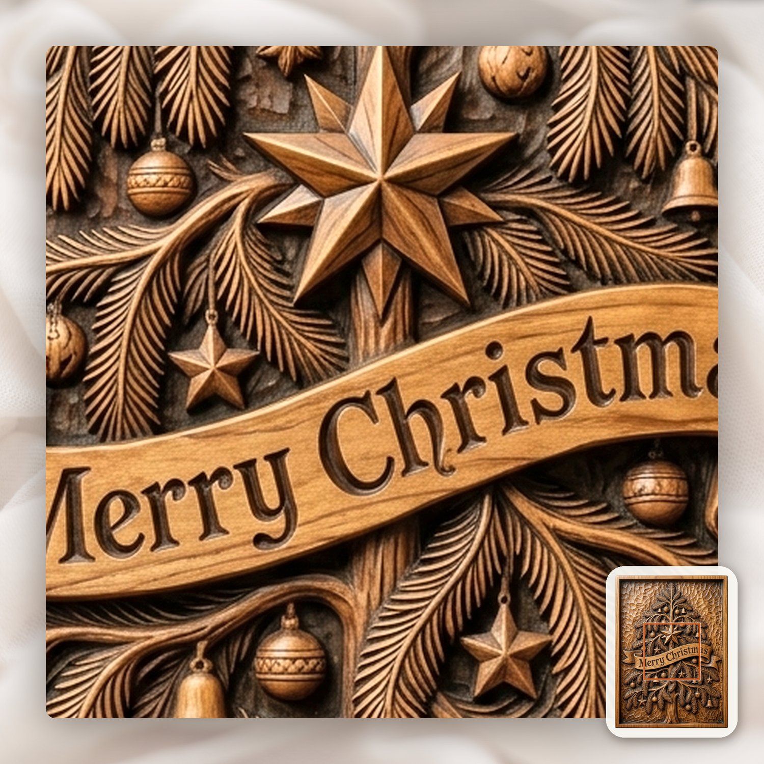 Merry Christmas Tree CNC Relief STL bas-relief STL — view 12