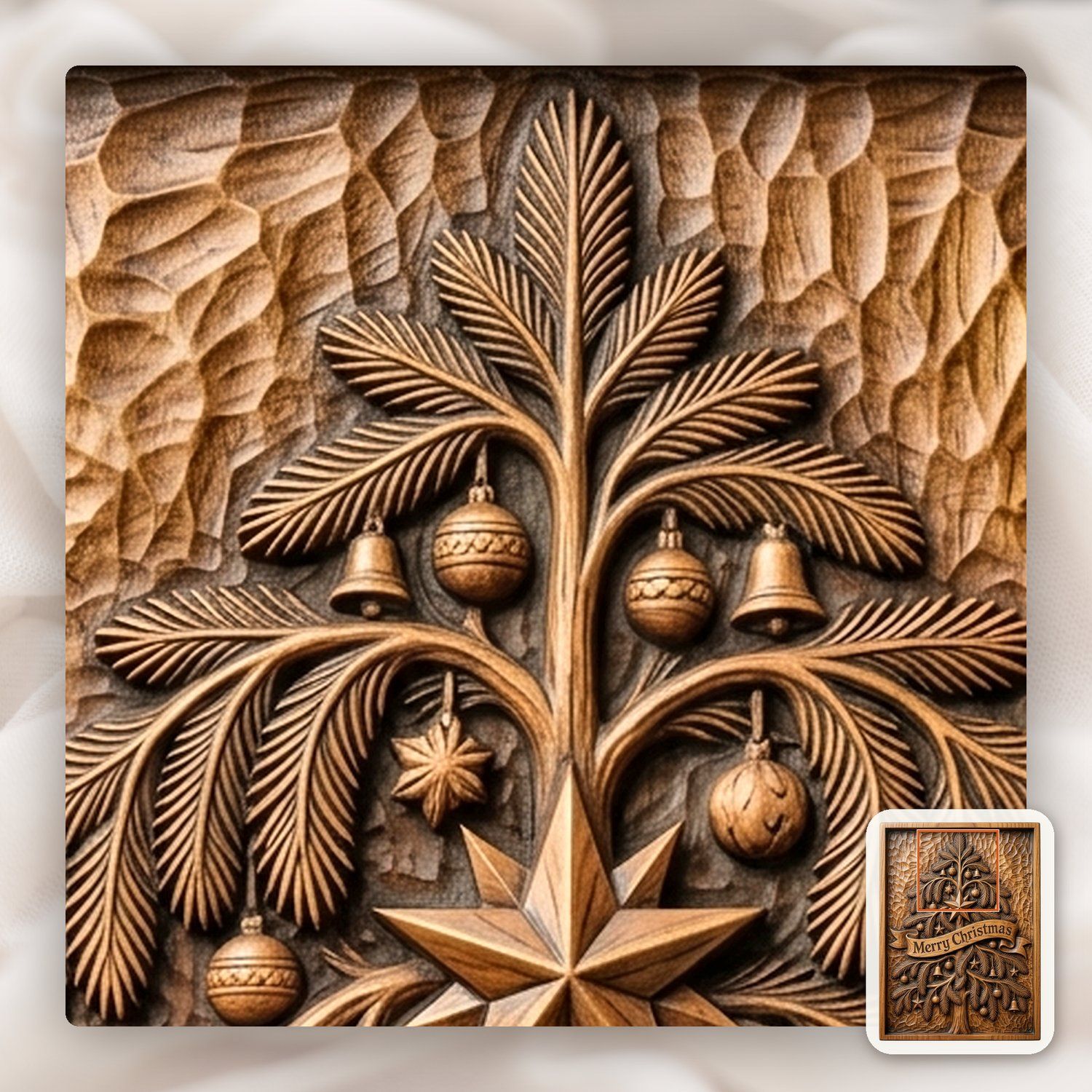Merry Christmas Tree CNC Relief STL bas-relief STL — view 13