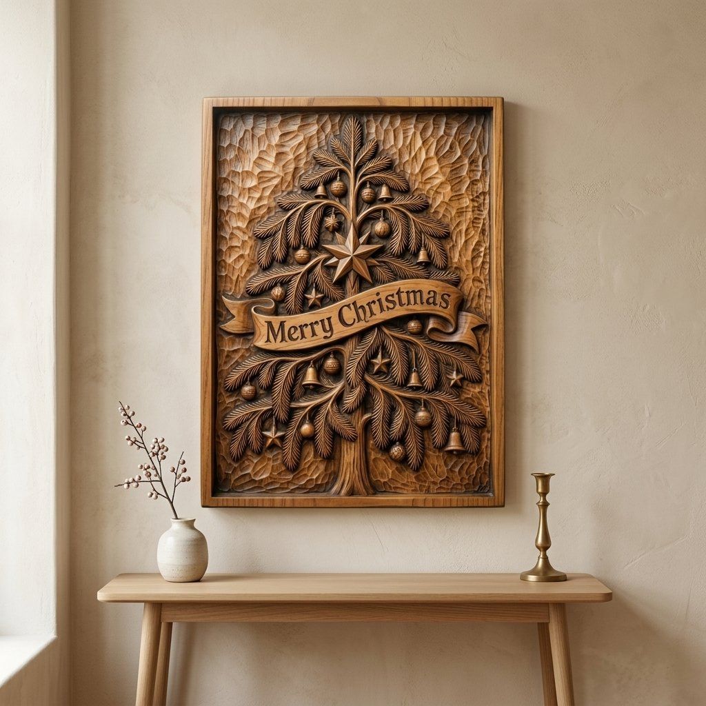 Merry Christmas Tree CNC Relief STL bas-relief STL — view 14