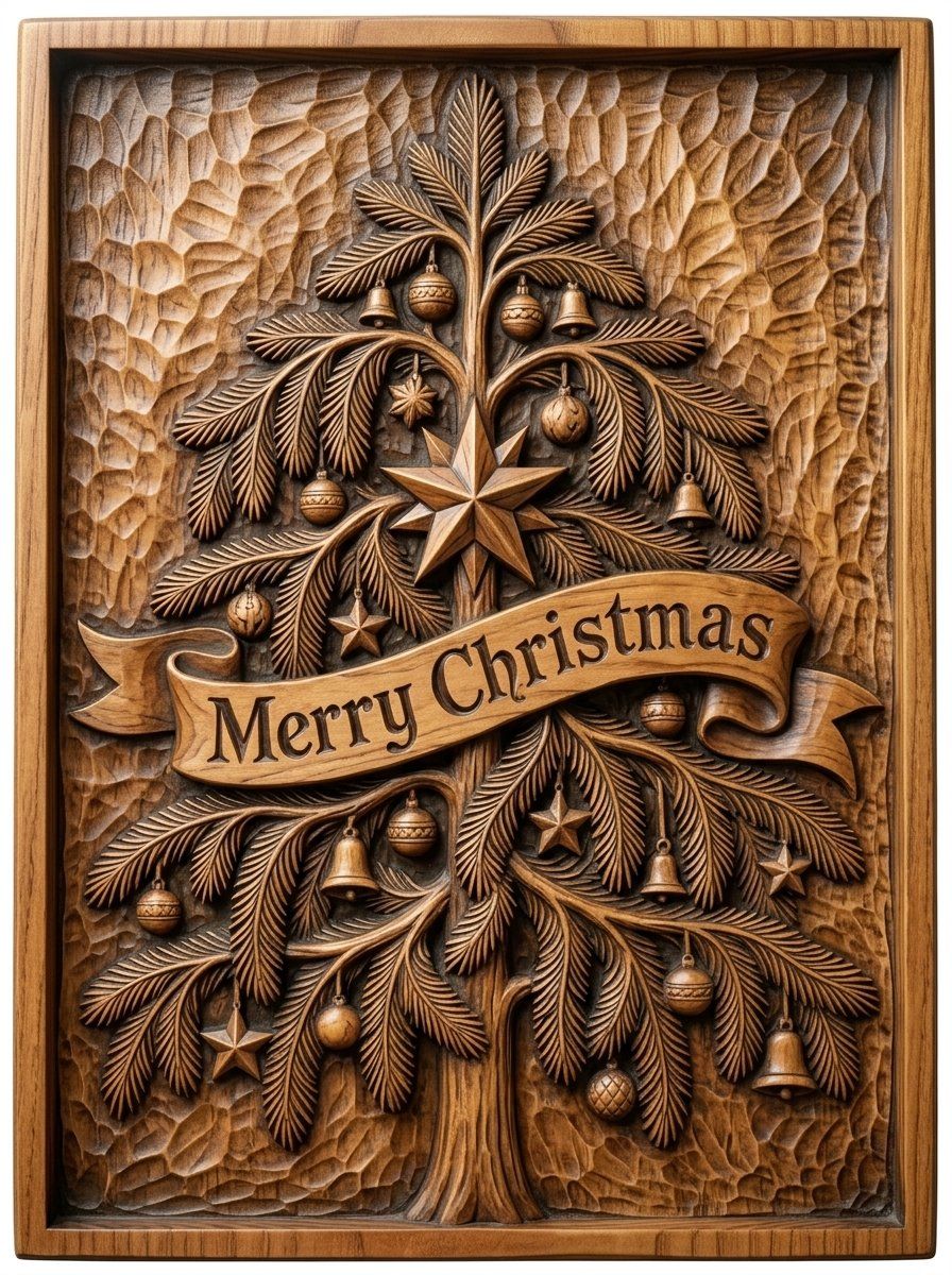 Merry Christmas Tree CNC Relief STL bas-relief STL — view 11