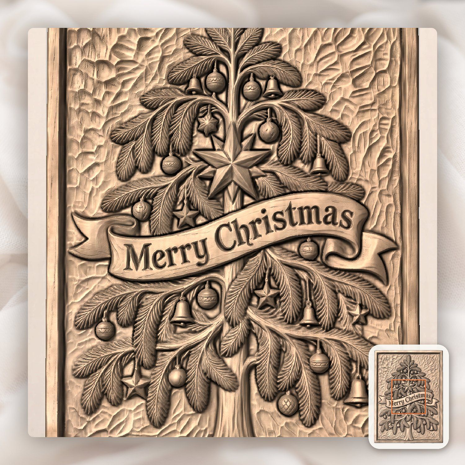 Merry Christmas Tree CNC Relief STL bas-relief STL — view 6