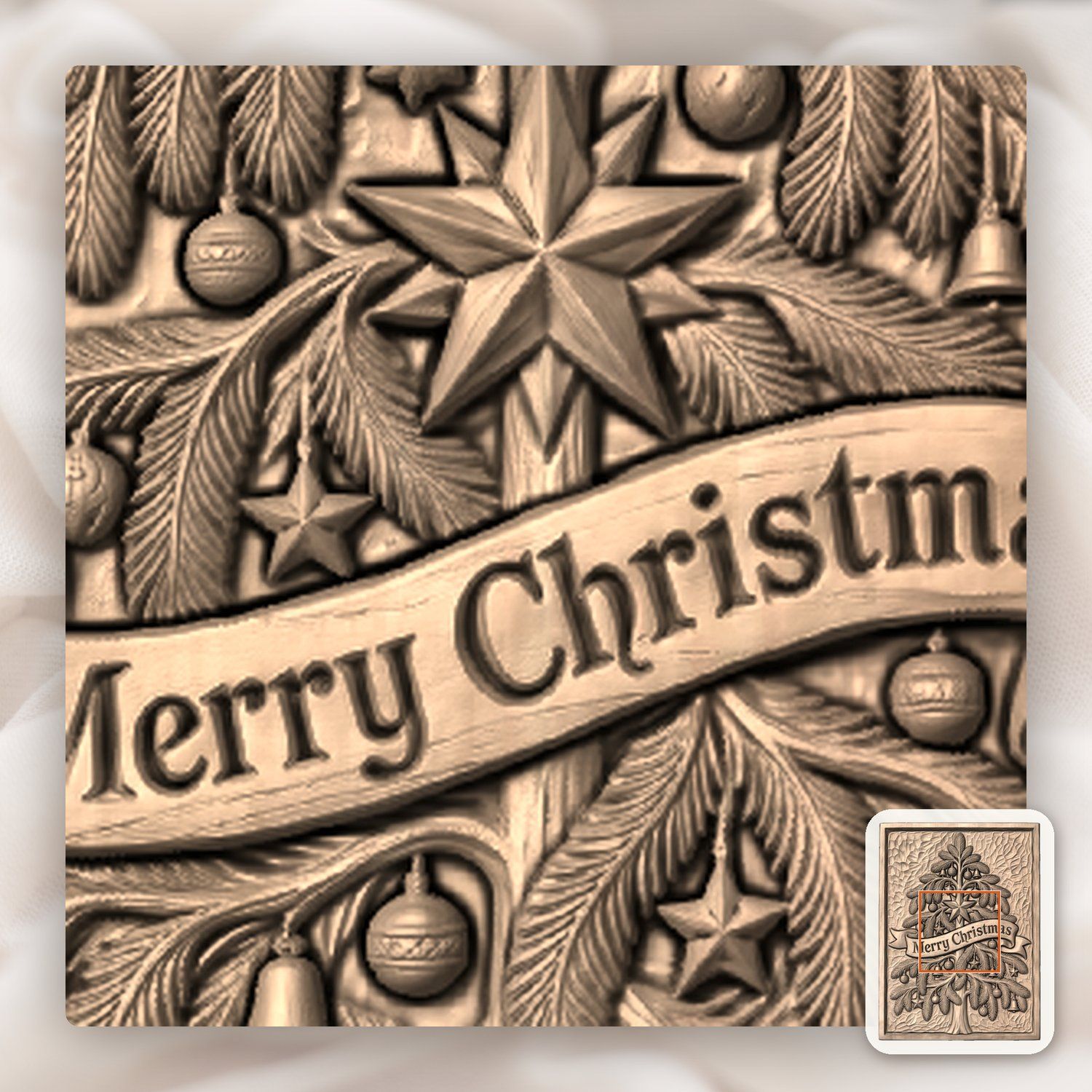Merry Christmas Tree CNC Relief STL bas-relief STL — view 7