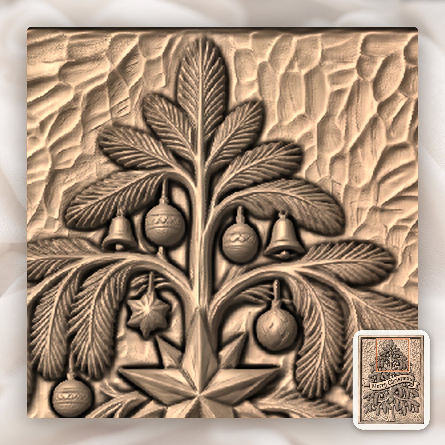 Merry Christmas Tree CNC Relief STL bas-relief STL — view 8