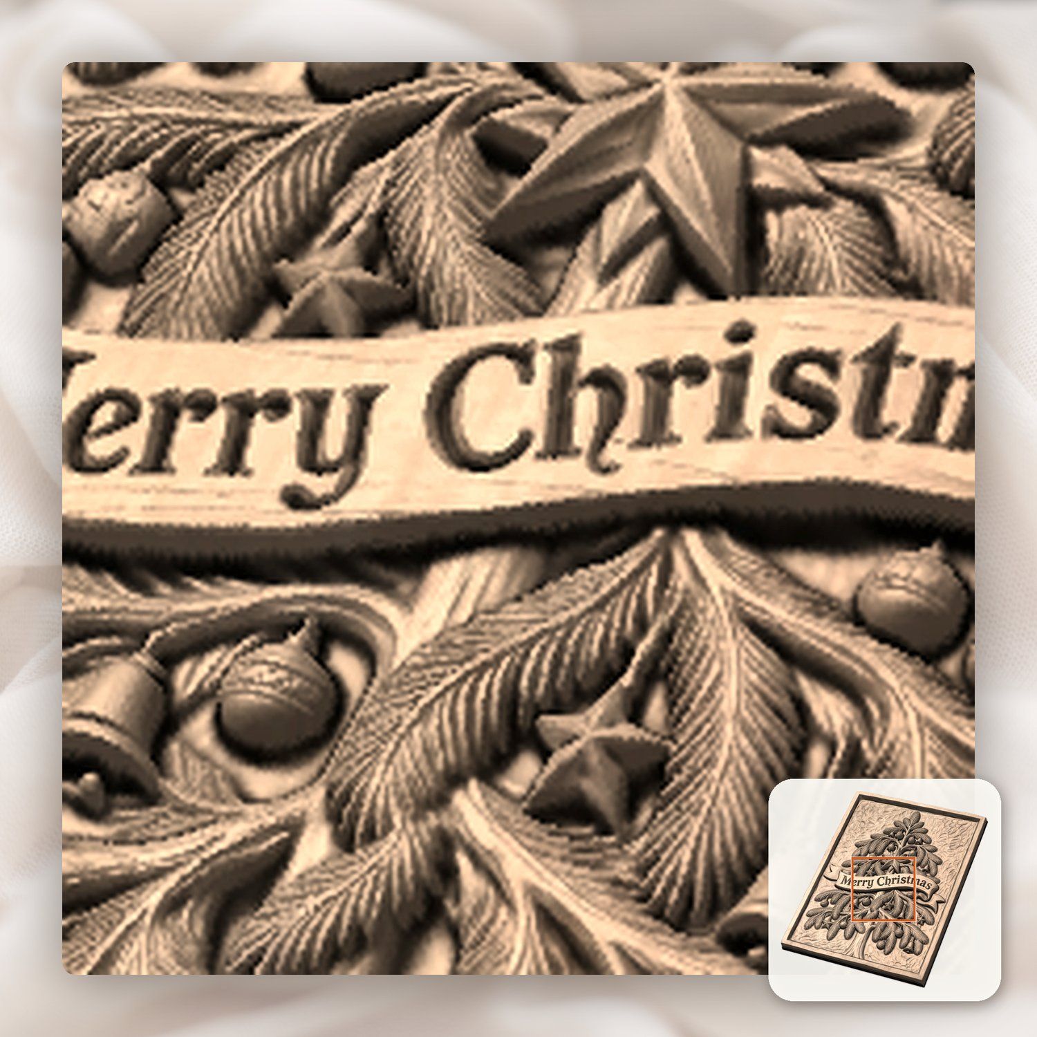 Merry Christmas Tree CNC Relief STL bas-relief STL — view 9