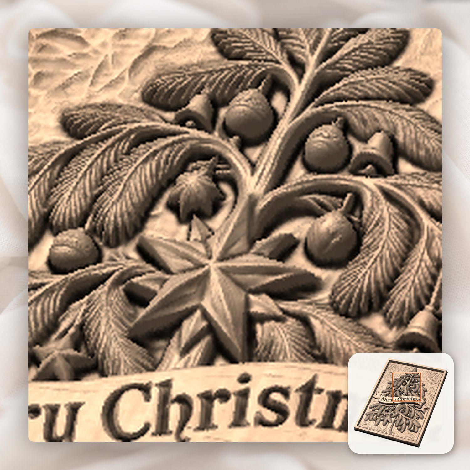 Merry Christmas Tree CNC Relief STL bas-relief STL — view 10