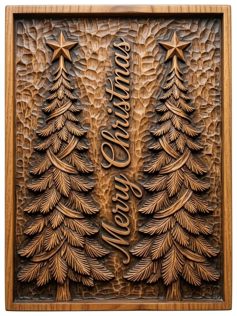 Merry Christmas Trees CNC Relief STL bas-relief STL — view 13