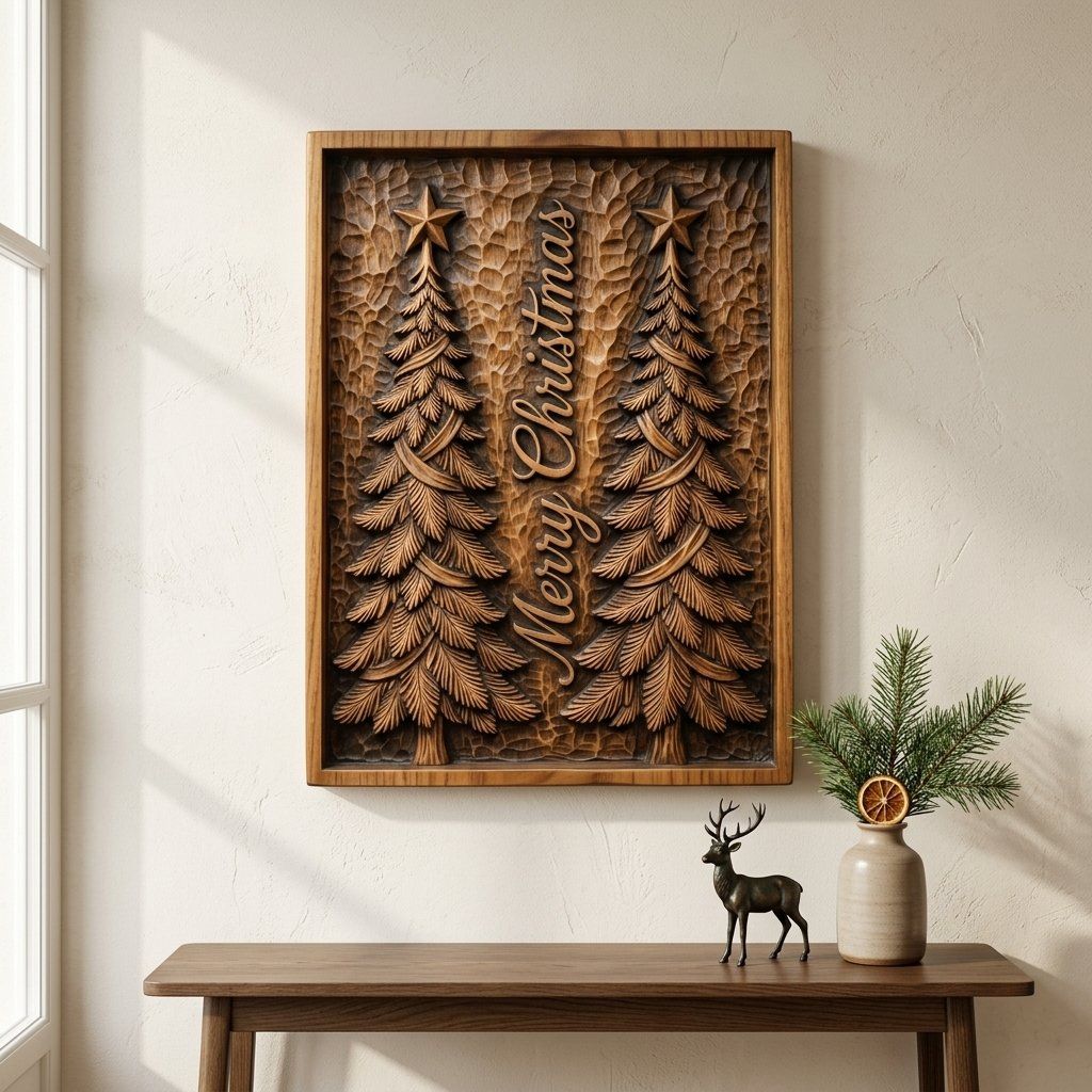 Merry Christmas Trees CNC Relief STL bas-relief STL — view 14