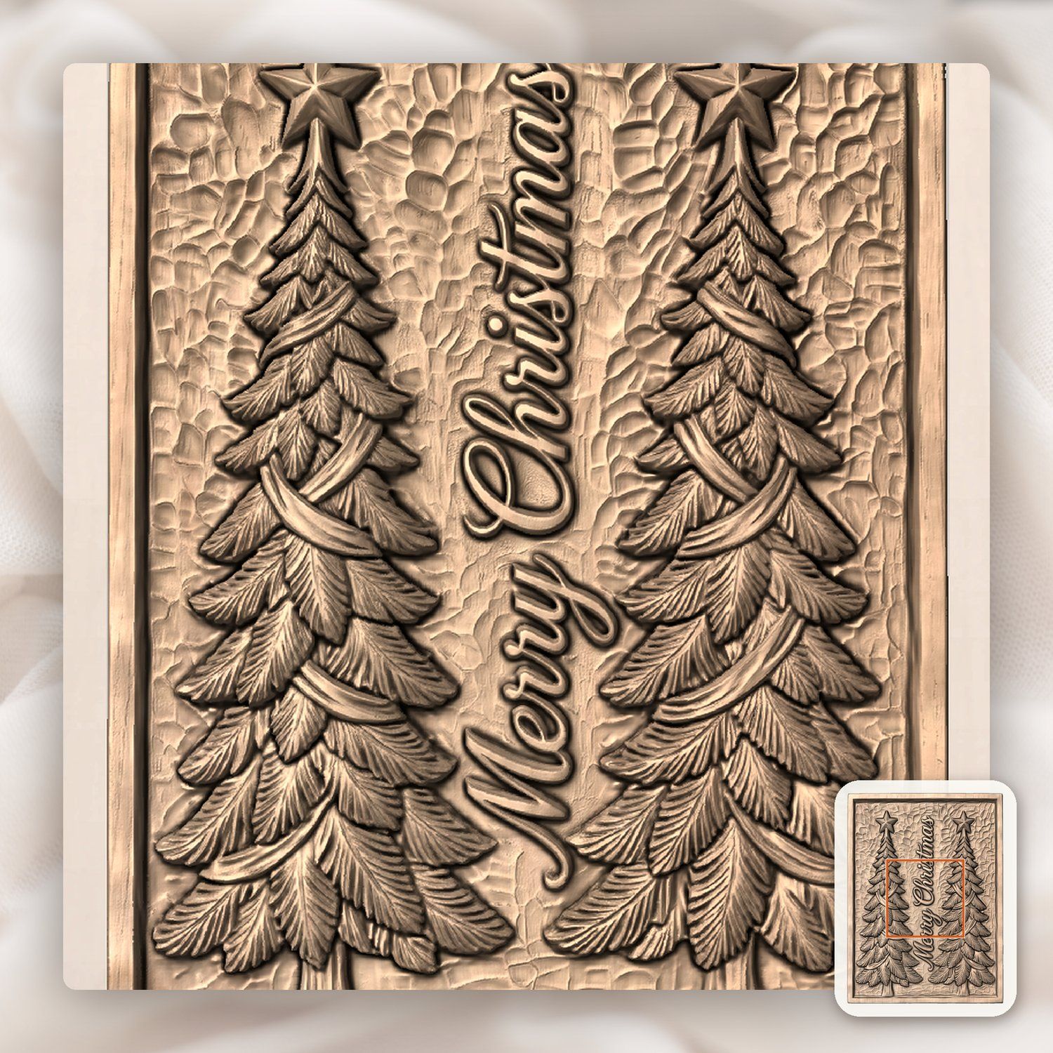 Merry Christmas Trees CNC Relief STL bas-relief STL — view 6
