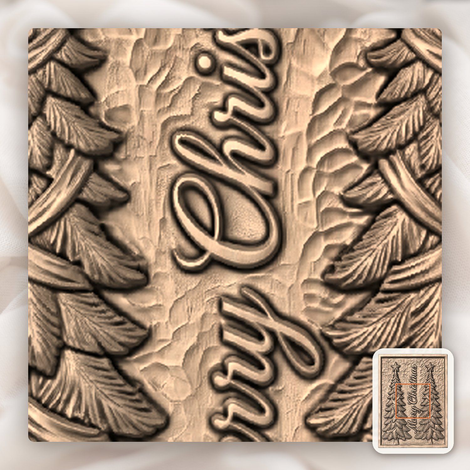 Merry Christmas Trees CNC Relief STL bas-relief STL — view 7