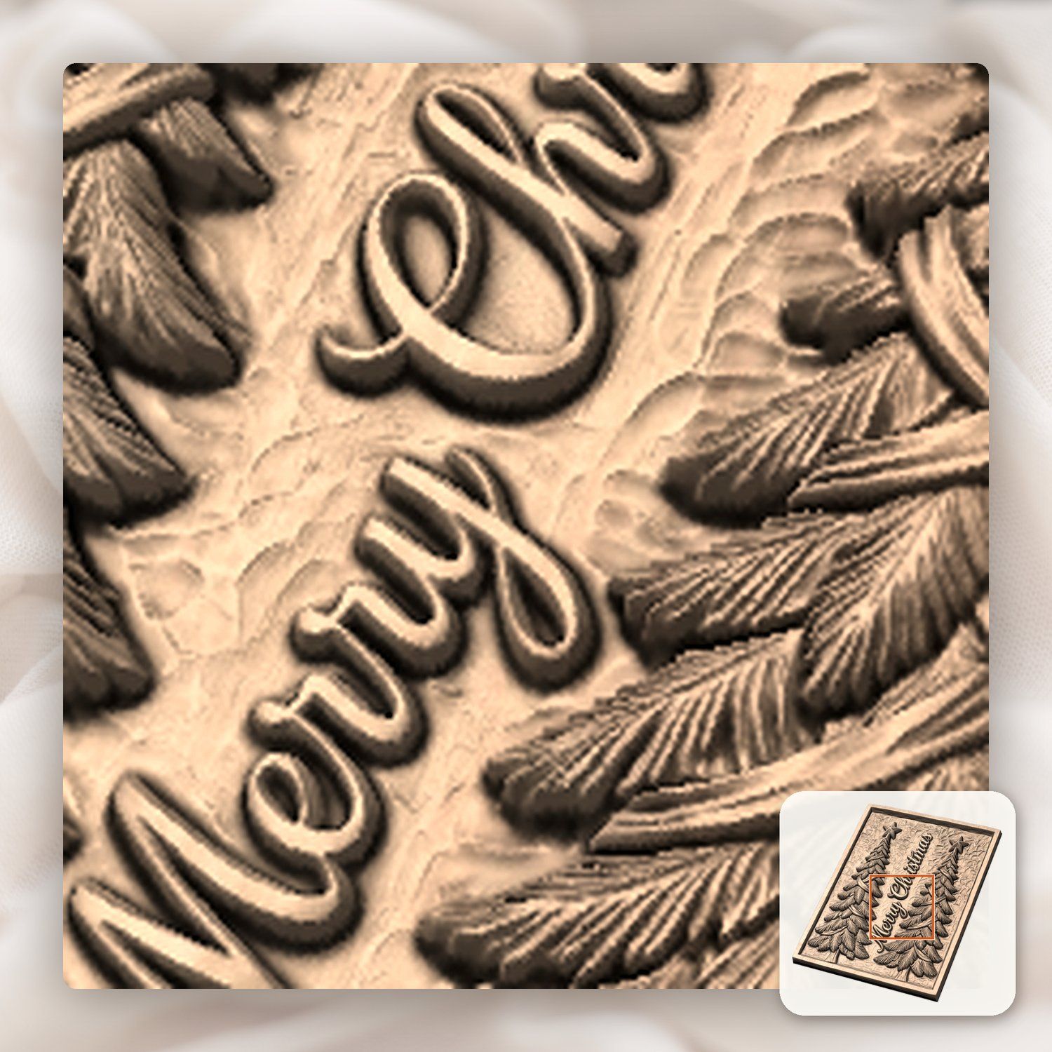 Merry Christmas Trees CNC Relief STL bas-relief STL — view 9