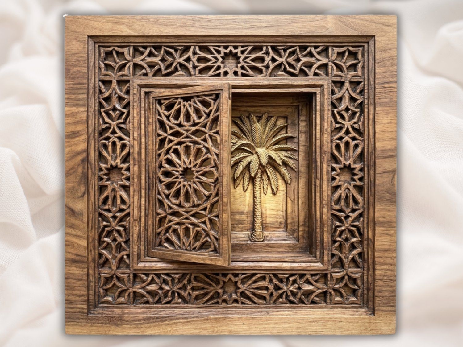 Middle Eastern Mashrabiya Palm Tree CNC Relief STL bas-relief STL — view 2