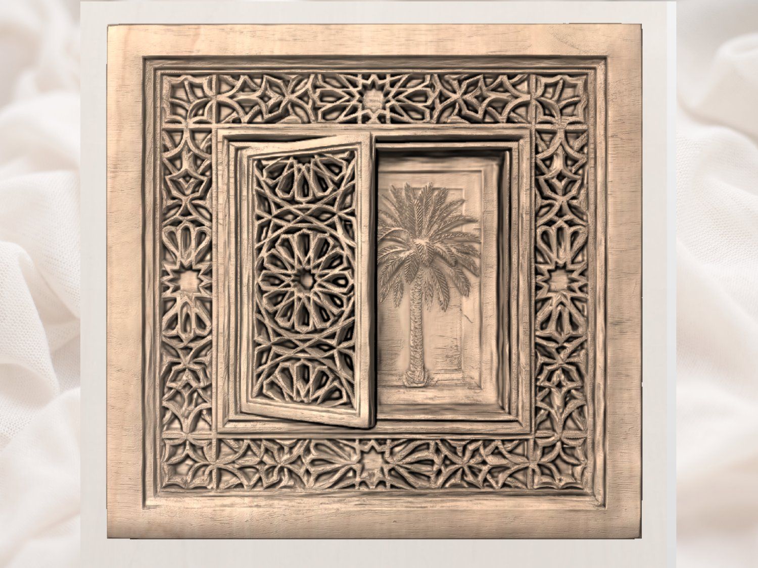 Middle Eastern Mashrabiya Palm Tree CNC Relief STL bas-relief STL — view 3