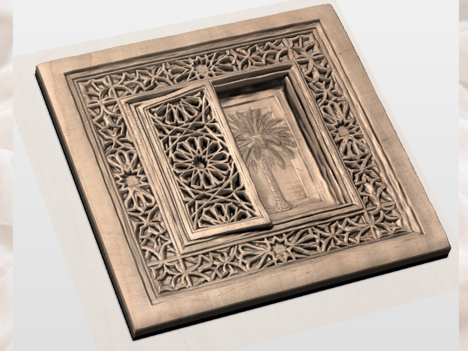 Middle Eastern Mashrabiya Palm Tree CNC Relief STL bas-relief STL — view 4