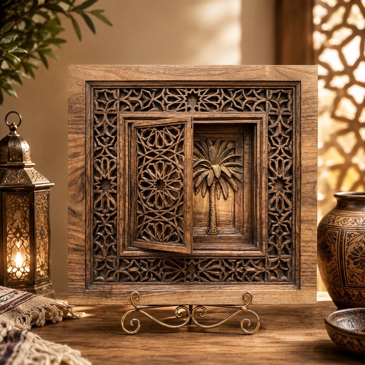 Middle Eastern Mashrabiya Palm Tree CNC Relief STL bas-relief STL — view 6