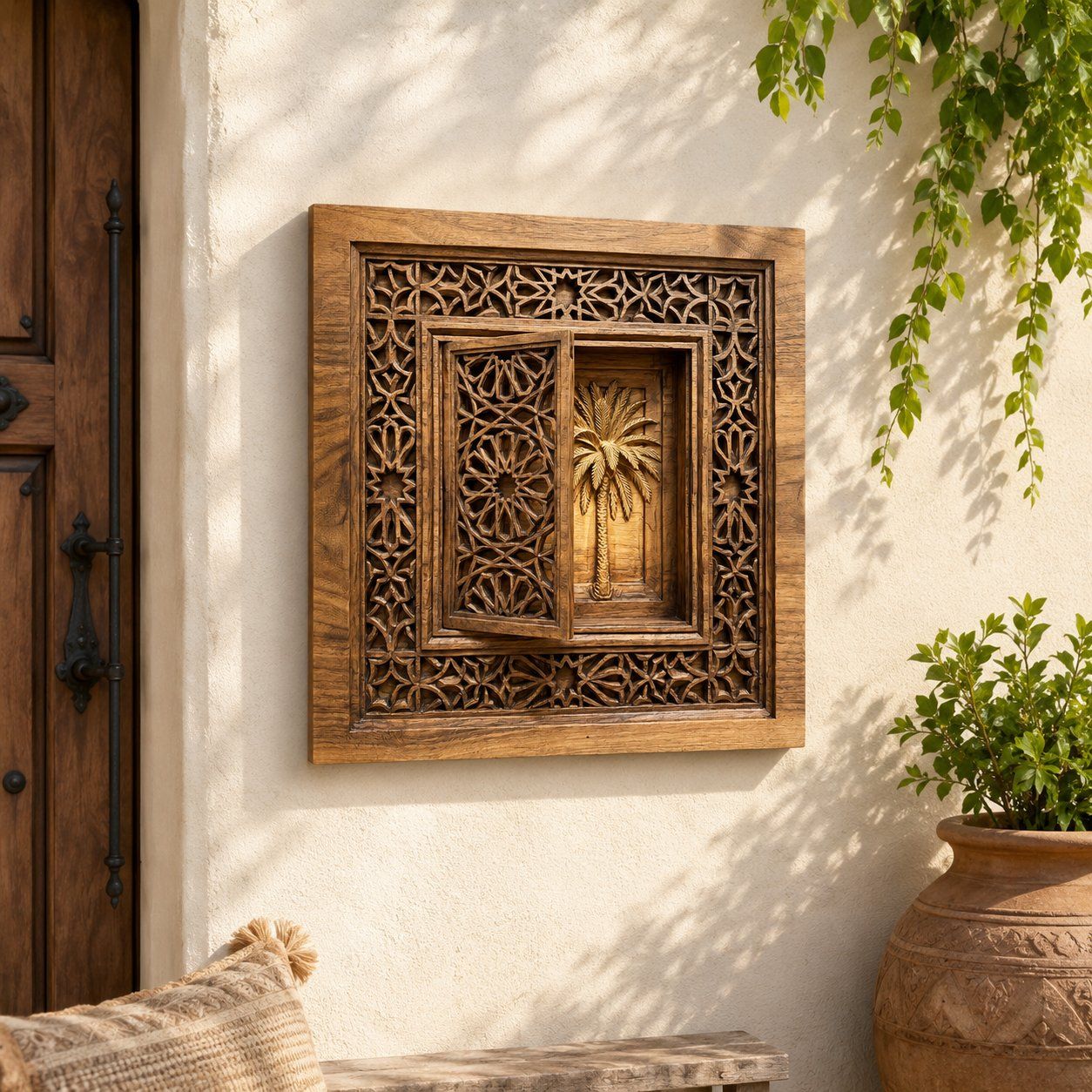 Middle Eastern Mashrabiya Palm Tree CNC Relief STL bas-relief STL — view 7