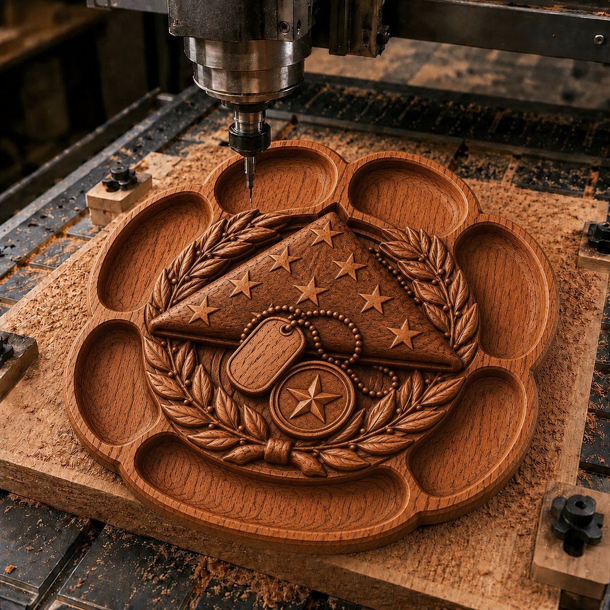 Military Memorial Valet Tray Design bas-relief STL — view 3