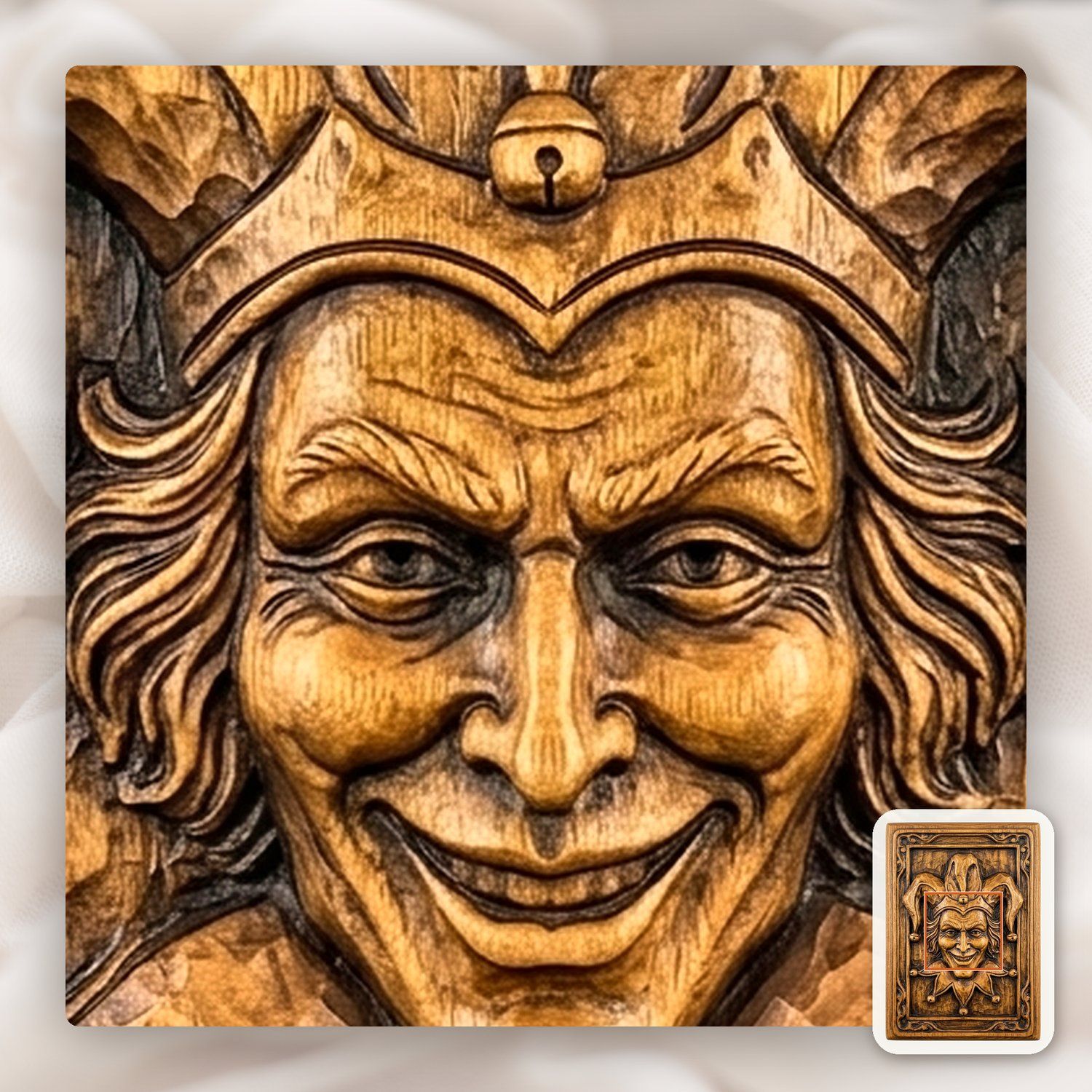 Mischievous Jester Face CNC Relief STL bas-relief STL — view 12