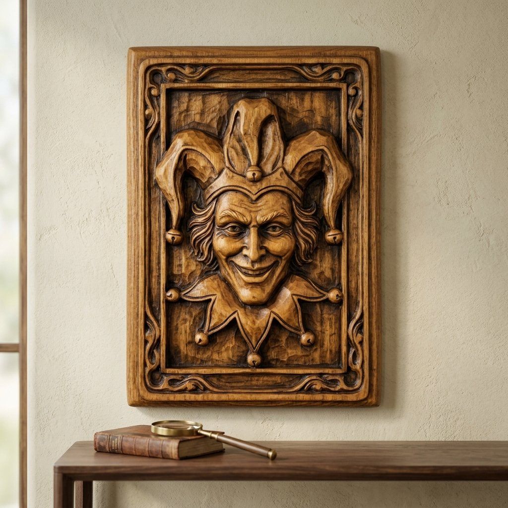 Mischievous Jester Face CNC Relief STL bas-relief STL — view 14