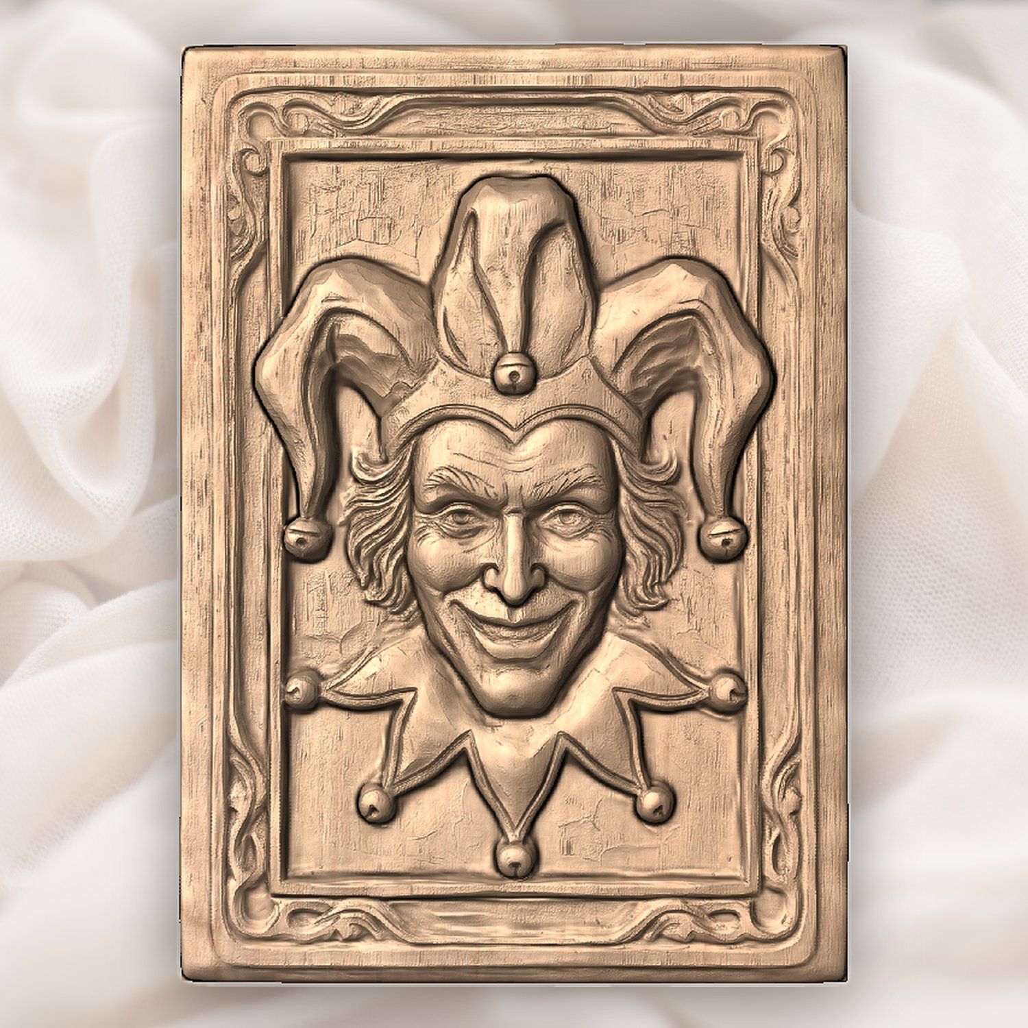Mischievous Jester Face CNC Relief STL bas-relief STL — view 4