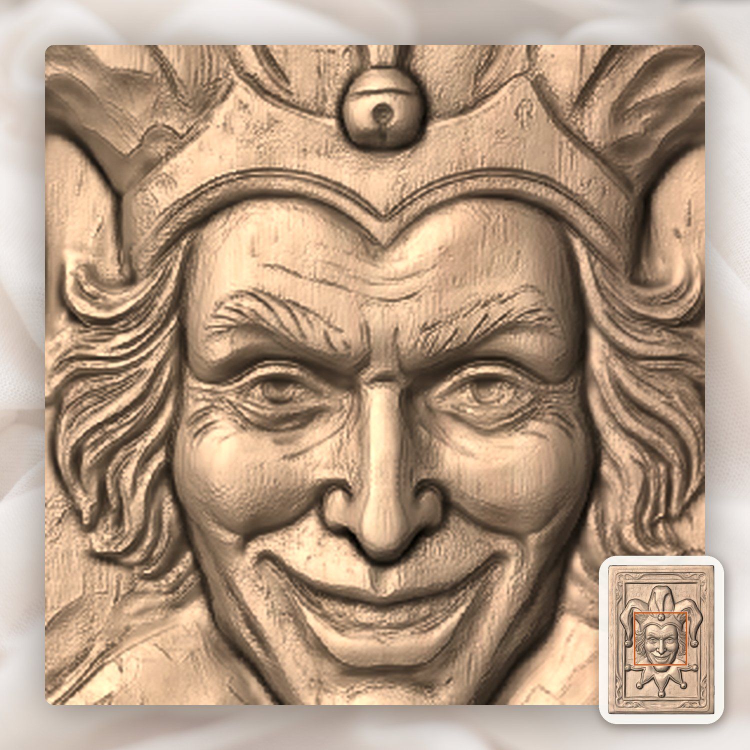 Mischievous Jester Face CNC Relief STL bas-relief STL — view 7