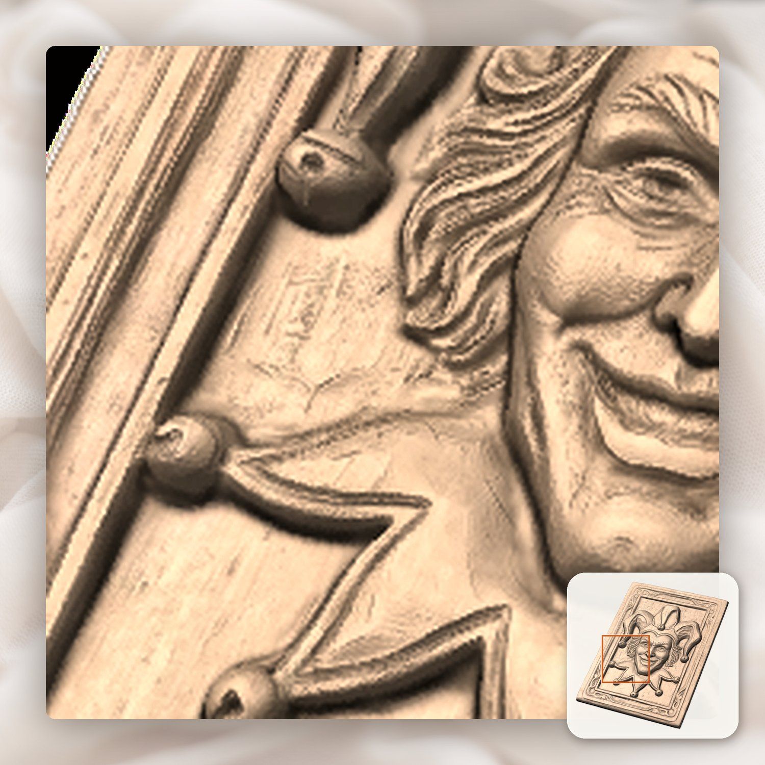 Mischievous Jester Face CNC Relief STL bas-relief STL — view 10