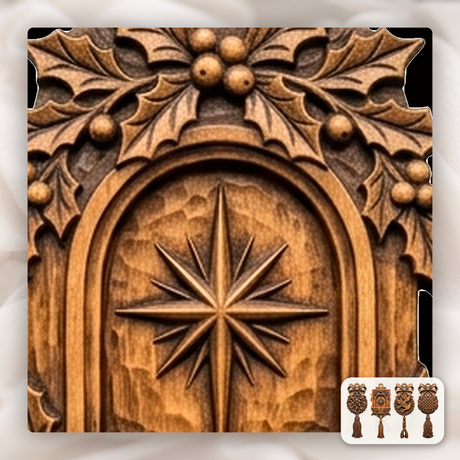 Mistletoe Kissing Ball Ornaments CNC Relief STL bas-relief STL — view 12