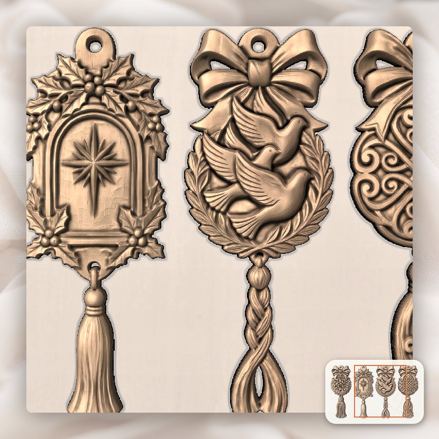 Mistletoe Kissing Ball Ornaments CNC Relief STL bas-relief STL — view 8