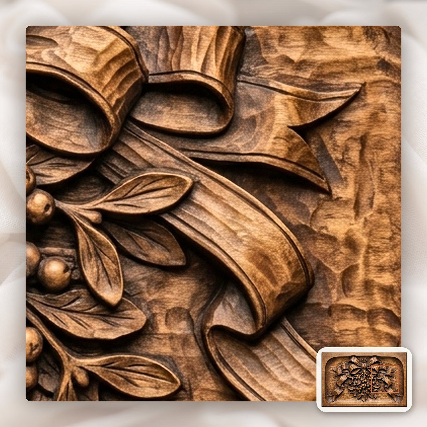Mistletoe Ribbon Bow Kissing Ball Ornaments CNC Relief STL bas-relief STL — view 11