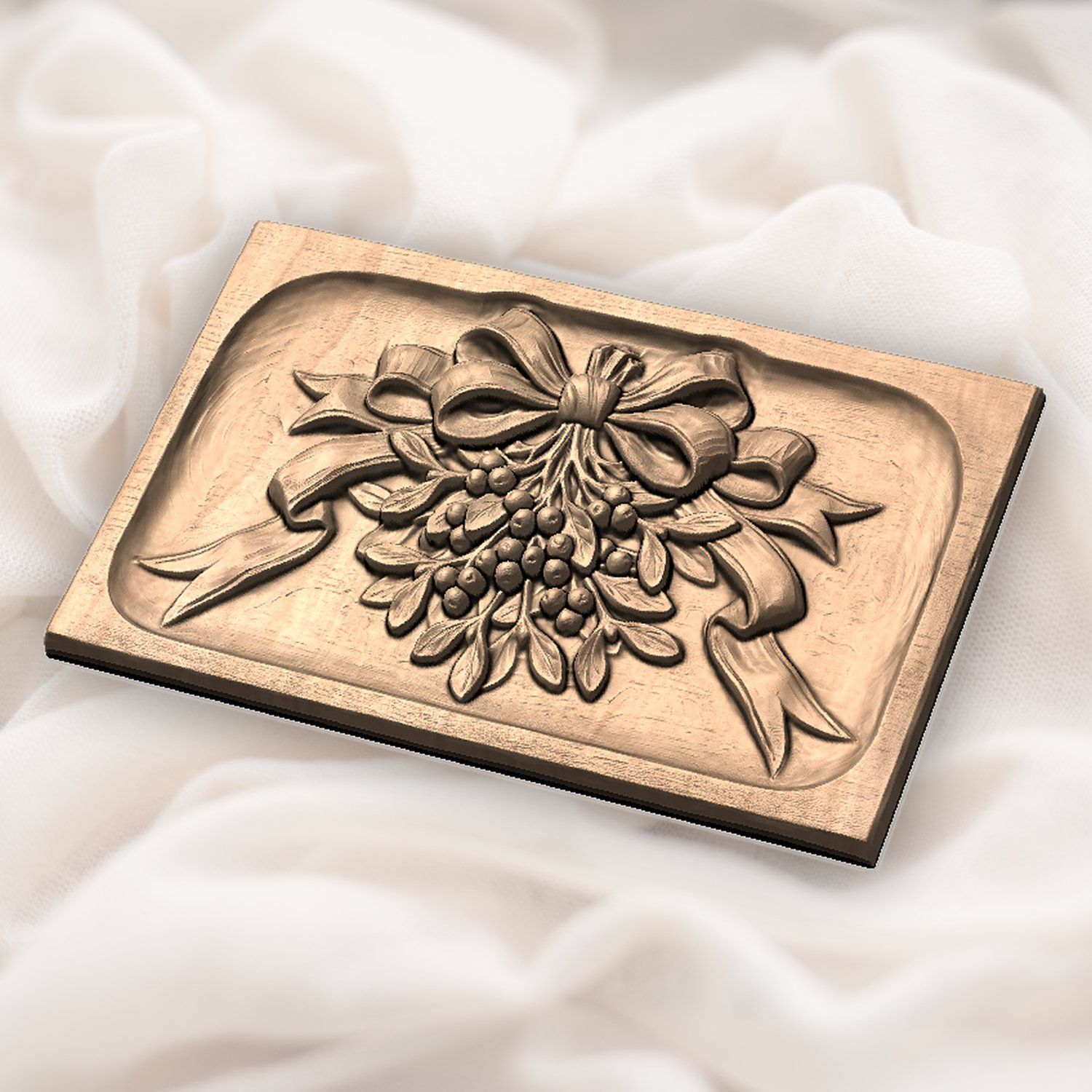 Mistletoe Ribbon Bow Kissing Ball Ornaments CNC Relief STL bas-relief STL — view 5
