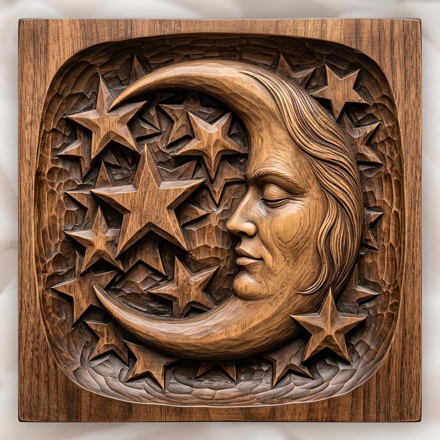 Moon Face and Stars CNC Relief STL bas-relief STL design