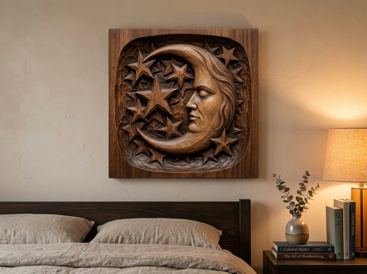 Moon Face and Stars CNC Relief STL bas-relief STL — view 13