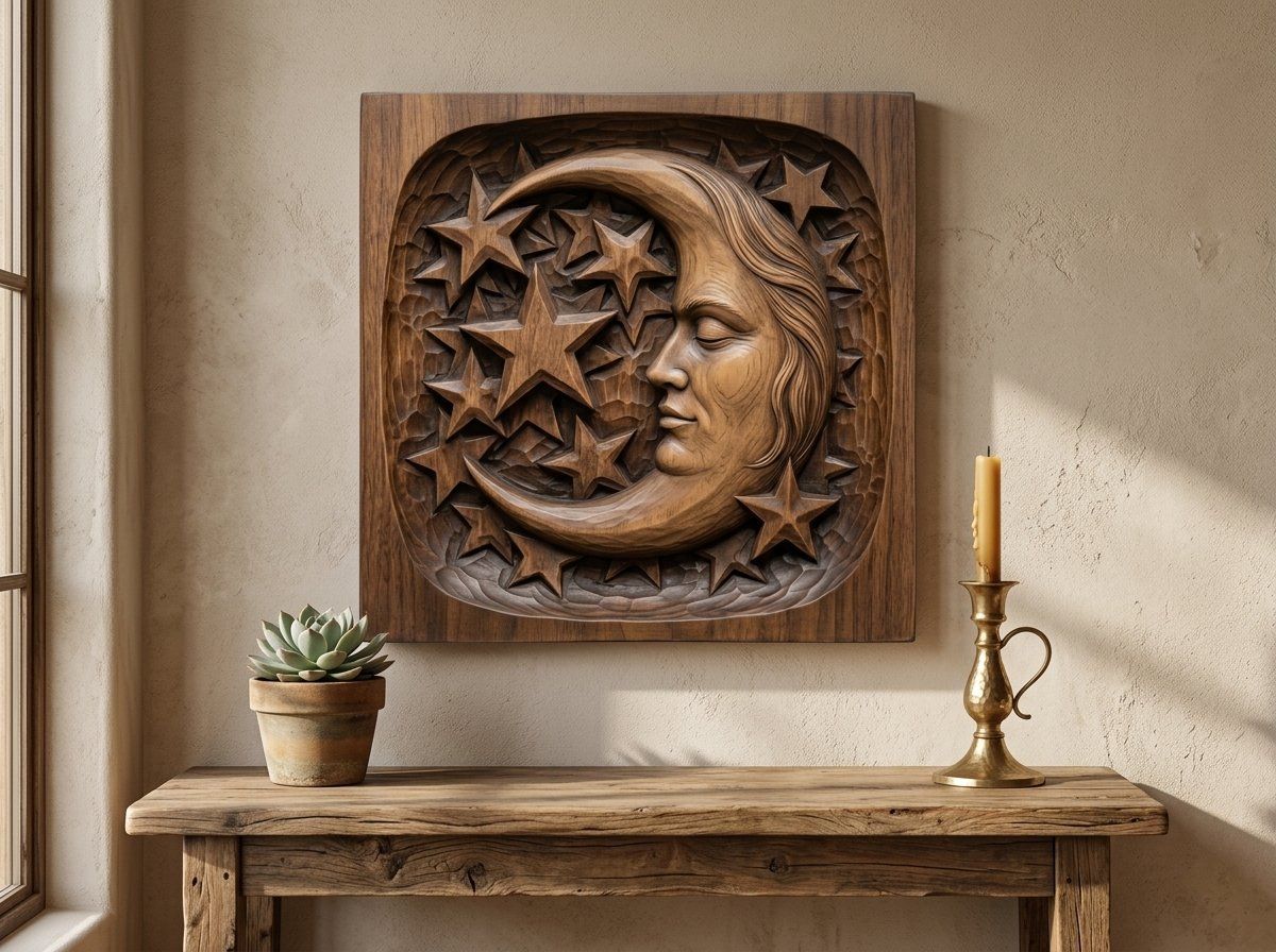 Moon Face and Stars CNC Relief STL bas-relief STL — view 14
