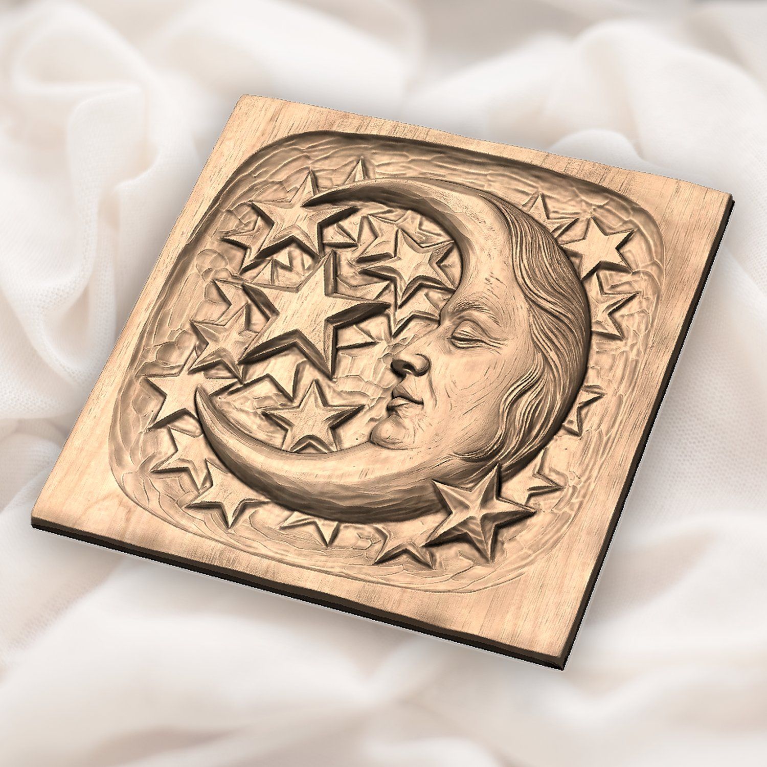 Moon Face and Stars CNC Relief STL bas-relief STL — view 4